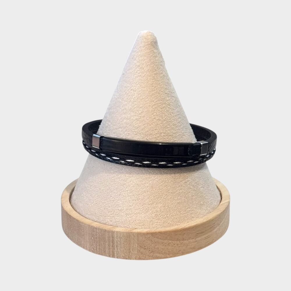 Leather Black Men Bracelet